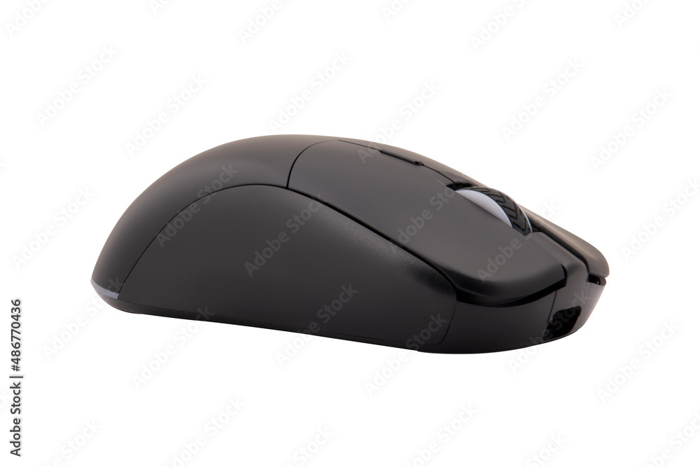 Black gaming wireless laser computer mouse isolated on white background Black gaming wireless laser computer mouse isolated on white background