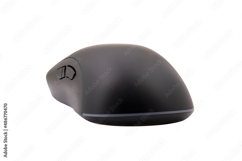 Fototapeta premium Black gaming wireless laser computer mouse isolated on white background