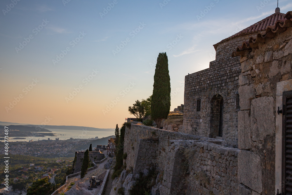 Sunset view on Split from Klis fortress, Croatia Sunset view on Split from Klis fortress, Croatia