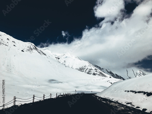 snow covered mountains