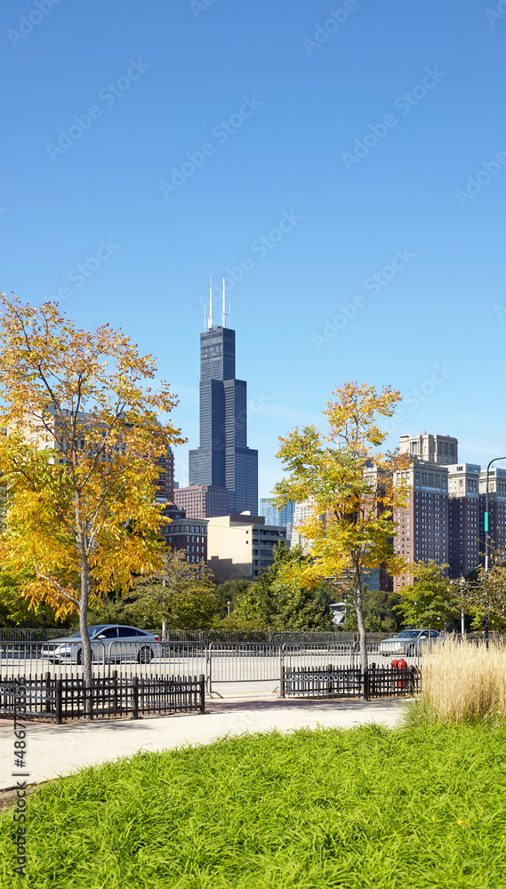 Obraz premium Chicago cityscape on a sunny summer day, USA.