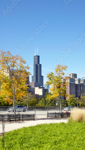 Chicago cityscape on a sunny summer day, USA.
