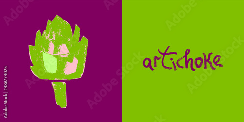 Vector thistle symbol. Hand drawn globe artichoke icon, Artichokes illustration. European vegetarian restaurant logo. Floral sign. Vegetable drawing for organic food badge. Home cooking courses emblem