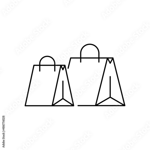 Two shopping bags line icon. linear style sign for mobile concept and web design. Small and large bag outline vector icon. Symbol, logo illustration. Vector graphics