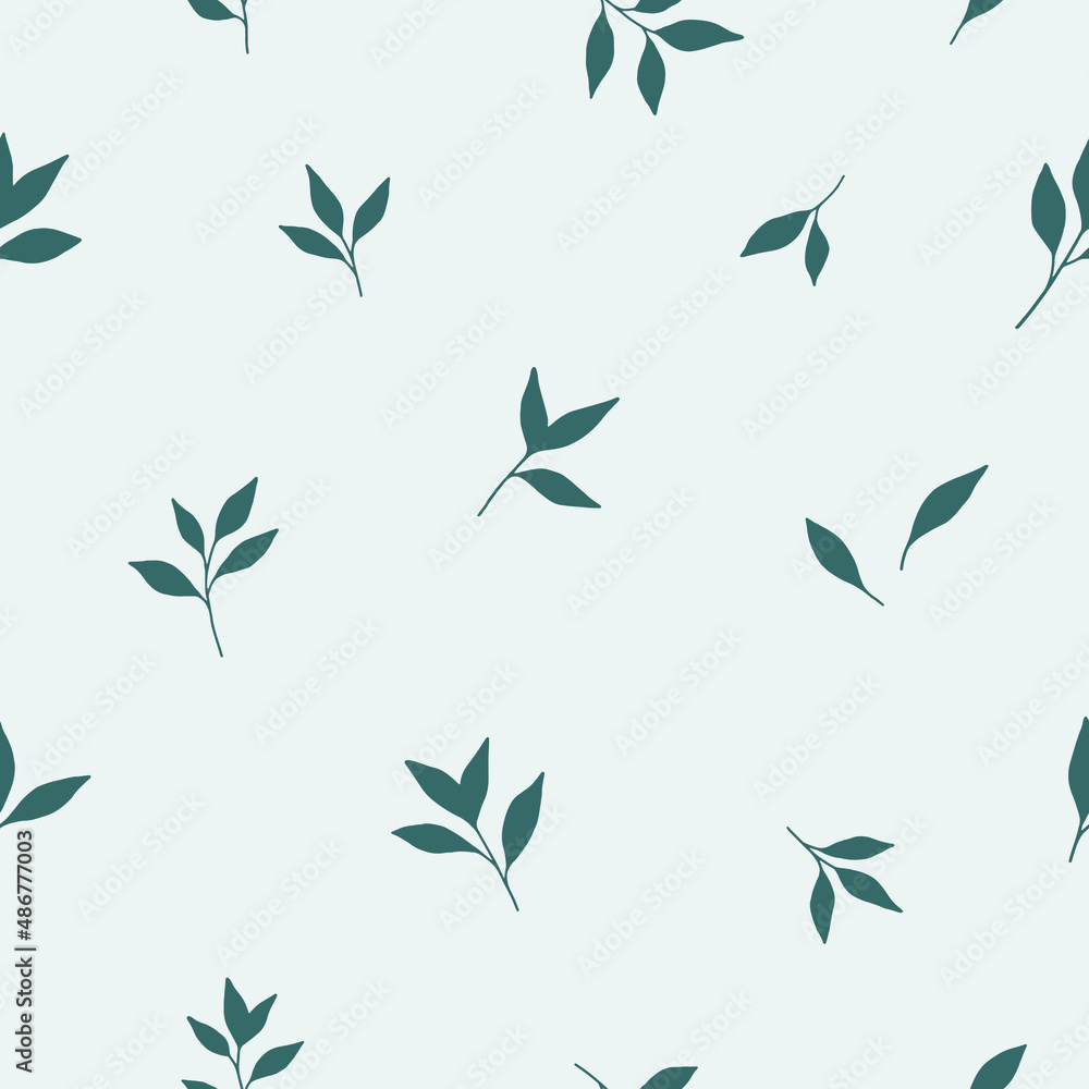 Abstract floral hand drawn seamless pattern. Hand drawn blue leaf background Abstract floral hand drawn seamless pattern. Hand drawn blue leaf background