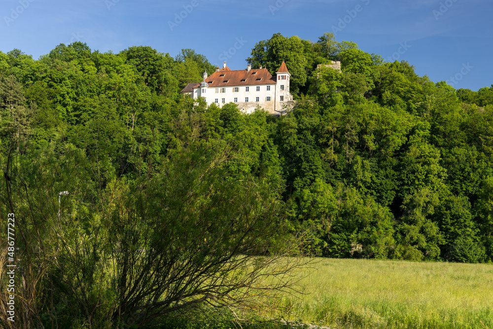 Schloss Klingenstein über Herrlingen im Tal der Blau