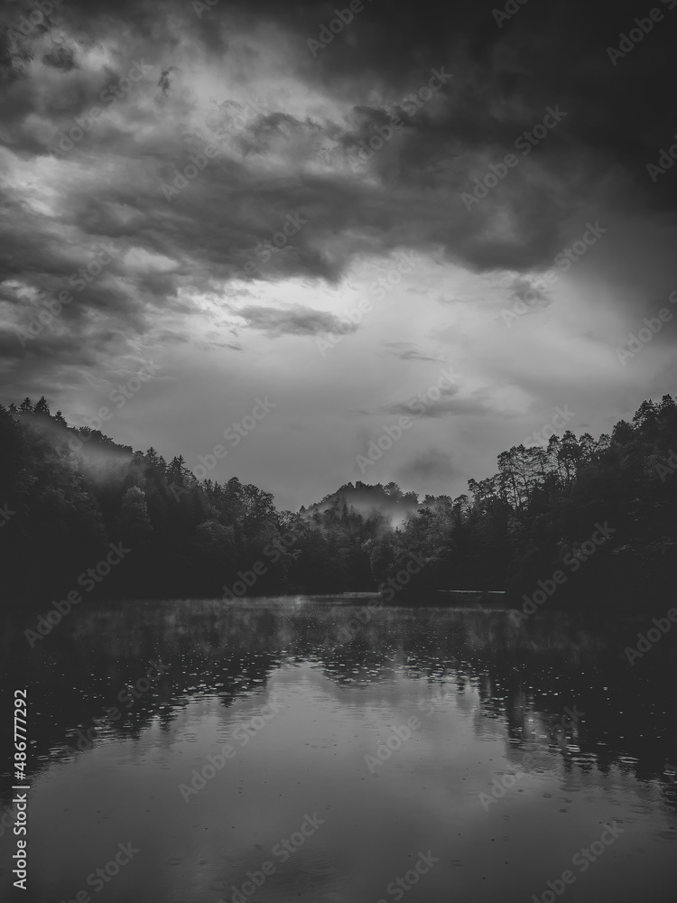 Fototapeta premium Bad weather over lake Trakoscan