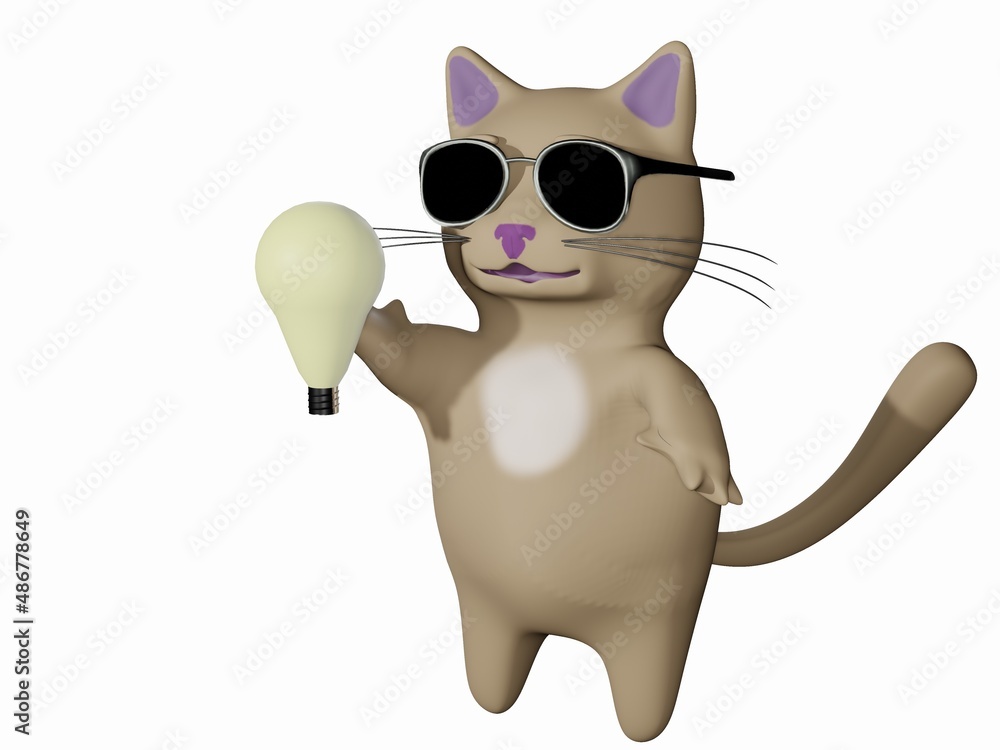 Fototapeta premium Cat and Sunglasses and Idea