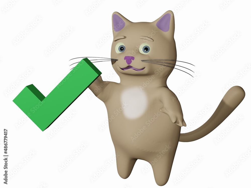 Obraz premium Cat and checkmark