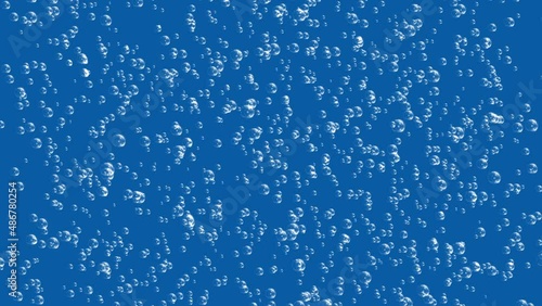 Small bubbles rising in blue liquid or drink. Abstract CG bubble animation background. Seamless loopable background.