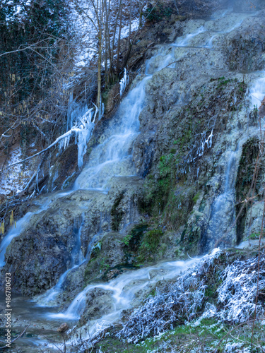 Frozen thermal waterfall , Clocota waterfall , Geoagiu Bai, Romania