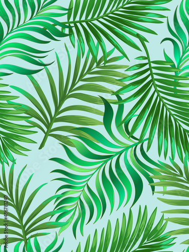 Jungle vector pattern with tropical leaves.Trendy summer print. Exotic seamless background