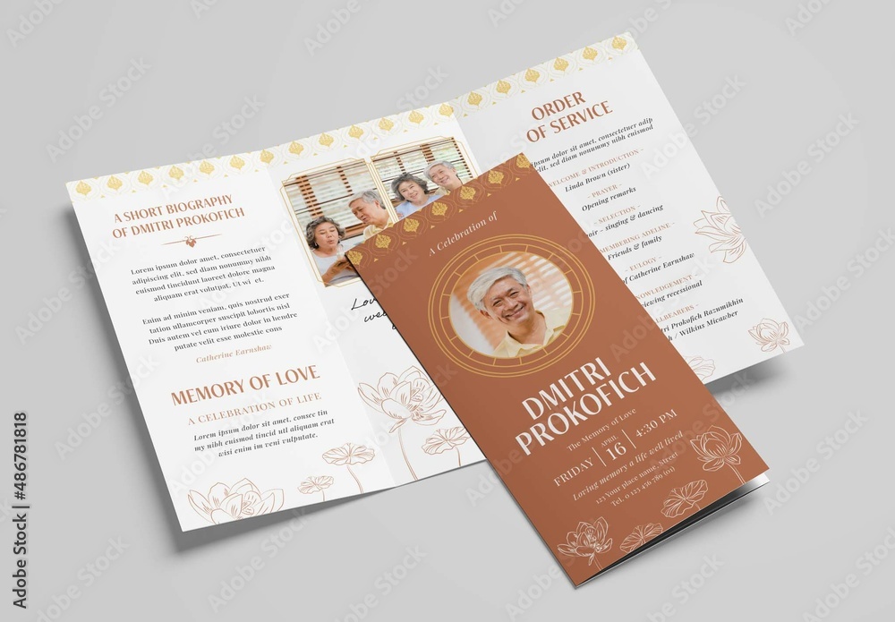 Buddhist Buddhism Funeral Program Obituary Memorial Service Trifold