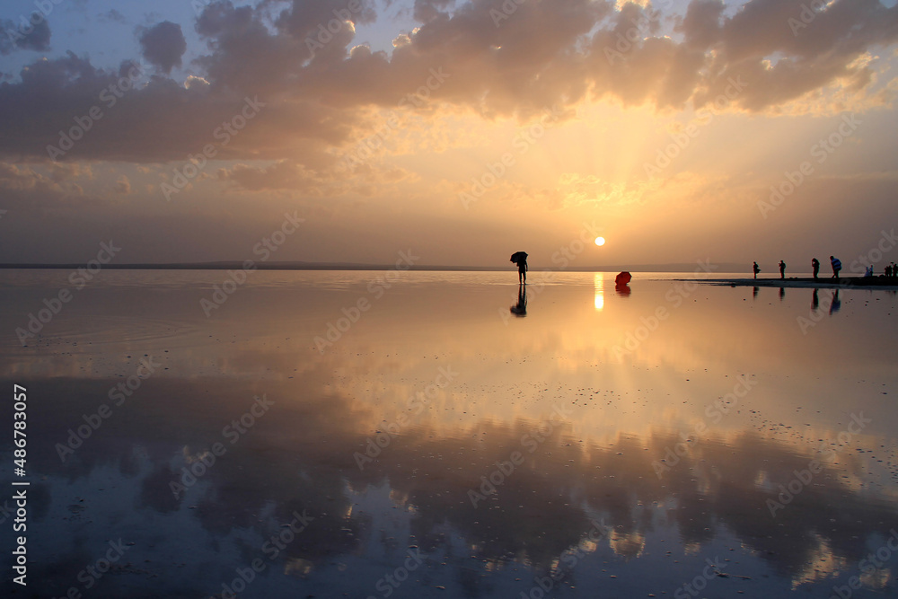 sunrise on the salt lake