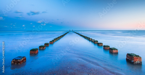 slong exposure eascape at sunrise from wavebreakers photo