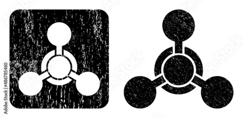Vector chemical poison hole pictogram. Grunge chemical poison seal stamp, done from icon and rounded square. Rounded square stamp seal include chemical poison carving inside.
