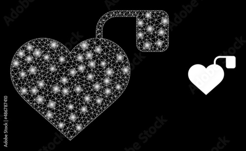 Pacemaker icon and constellation mesh pacemaker model with magic light spots. Illuminated constellation done using pacemaker vector icon and polygonal mesh. Illuminated carcass pacemaker,