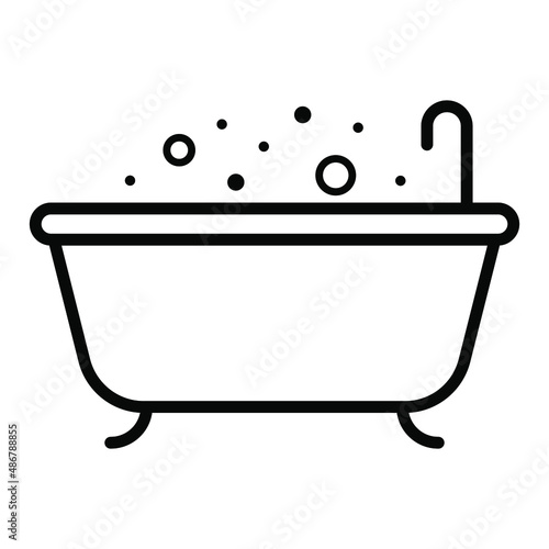 Bathtub with soap icon. Bathroom shower spa symbol. Vector illustration isolated on white background.