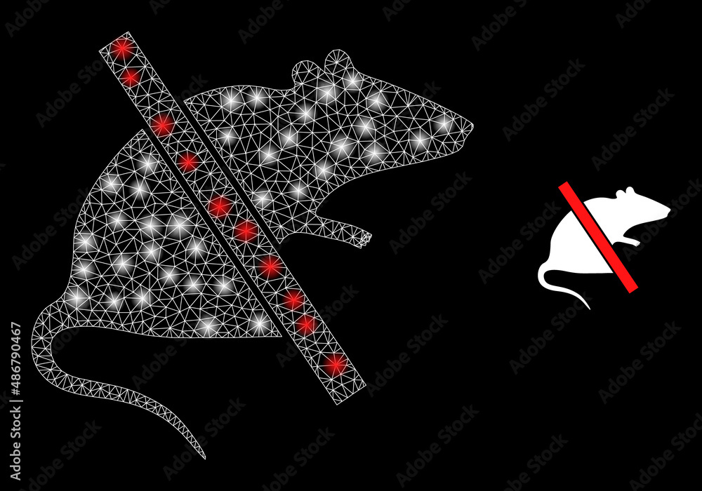 No rats icon and glowing mesh net no rats model with bright light spots ...