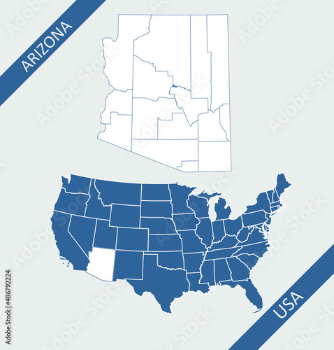 Arizona county on USA map photo