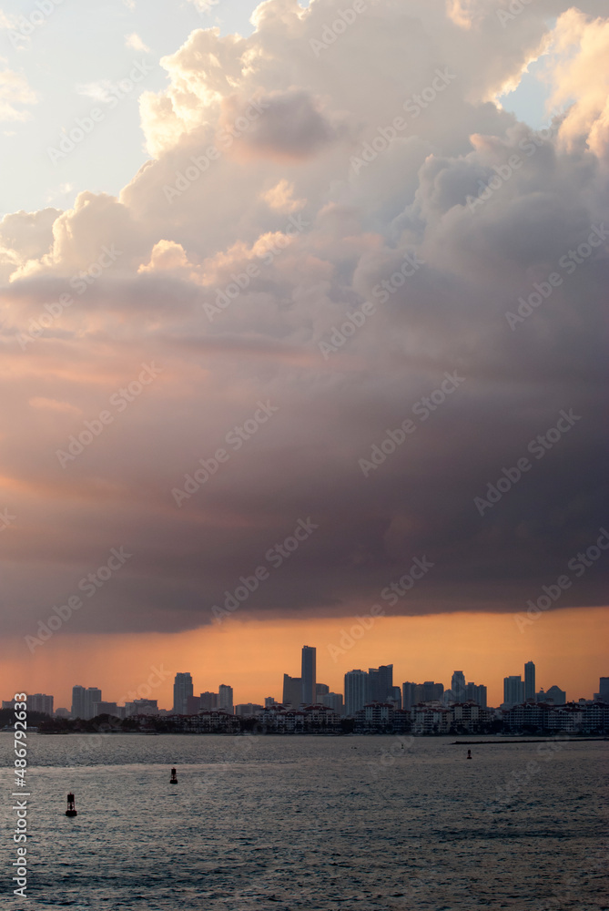 Miami Downtown Sunset Rainy Cloud