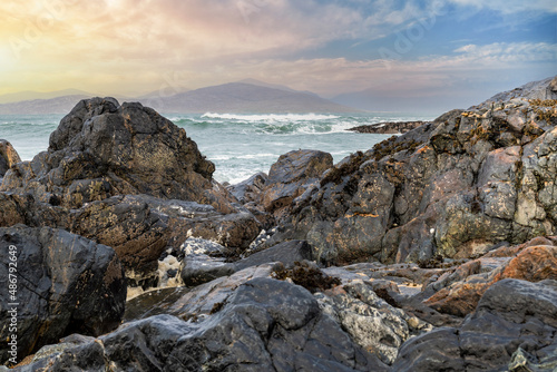 Scotish Lewis and Harris Island landscape coastline,