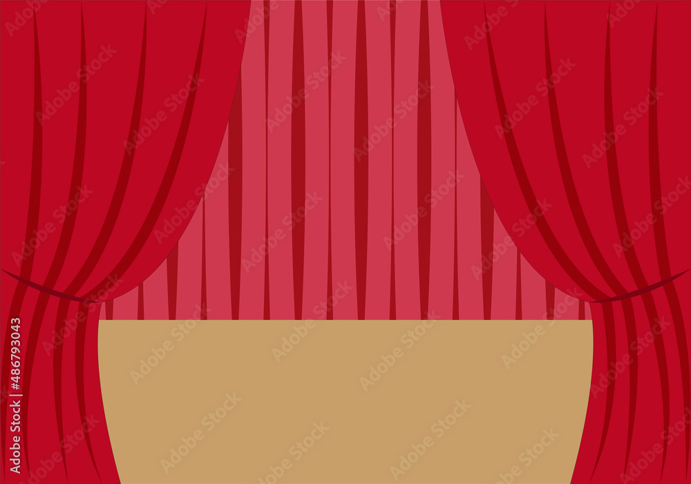Fototapeta premium Escenario de un teatro con cortinas rojas.