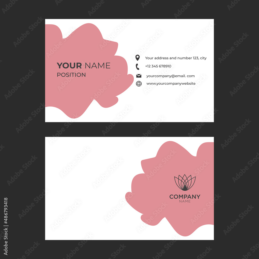 pink abstract business card, feminine