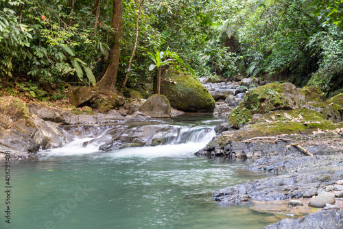 Small waterfall in the rainforest of Costa Rica