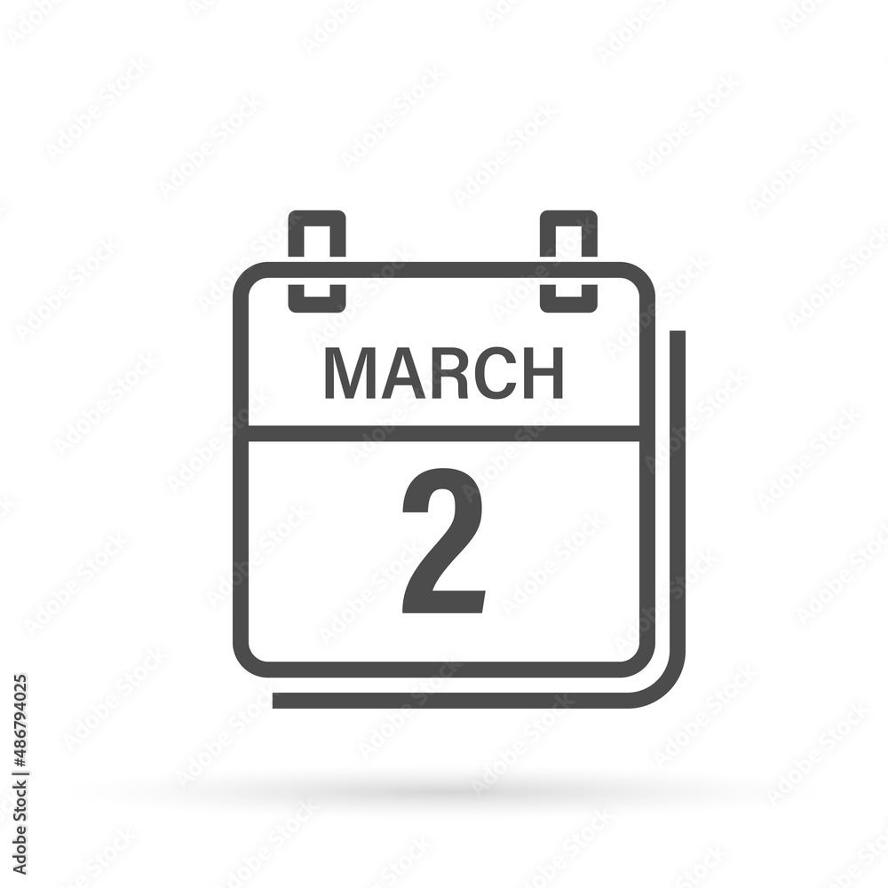 March 3, Calendar icon with shadow. Day, month. Flat vector illustration. March 3, Calendar icon with shadow. Day, month. Flat vector illustration.