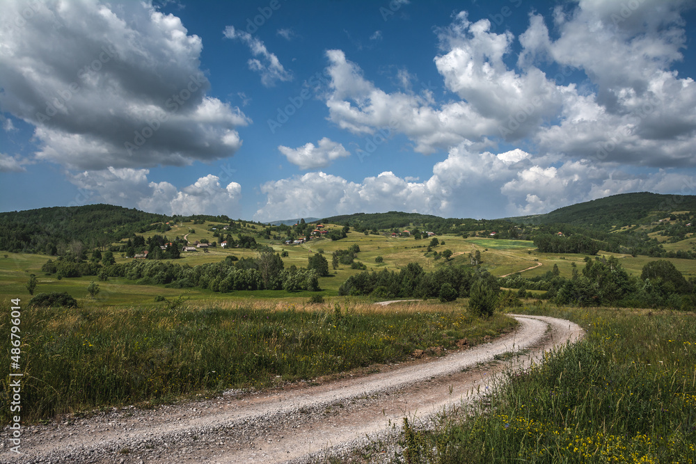 Beautiful countryside of Pešterska visoravan in south western Serbia