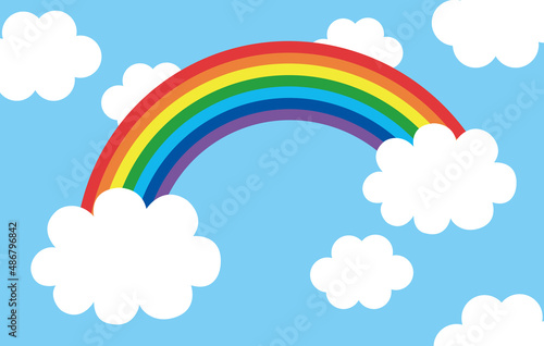 虹と雲の青空イラスト