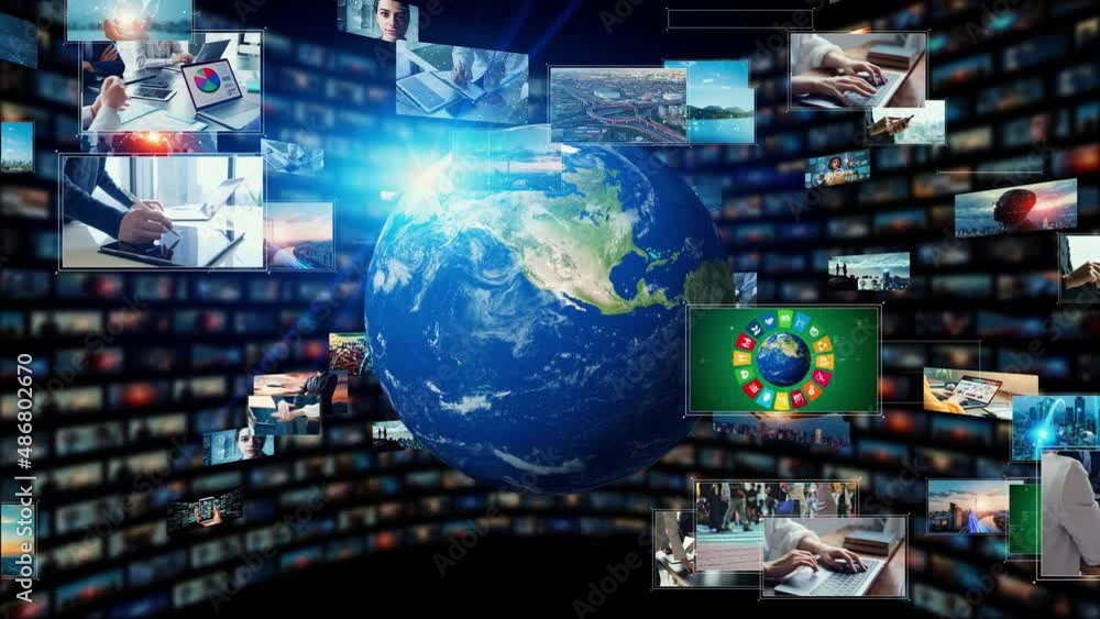 Visual contents concept. Broadcasting. Streaming video. communication network. Visual contents concept. Broadcasting. Streaming video. communication network.