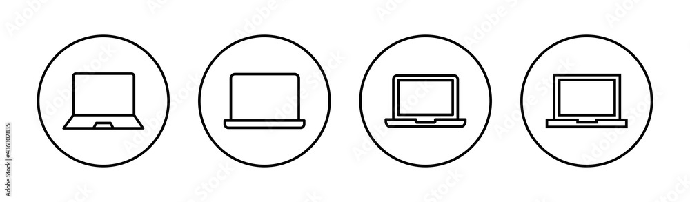 Laptop icons set. computer sign and symbol