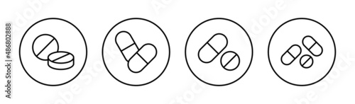 Pills icons set. capsule icon. Drug sign and symbol