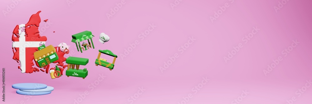 3d rendering of halal restaurants and places to eat in Denmark for Eid Al Fitri, Eid Al Adha and Ramadan
