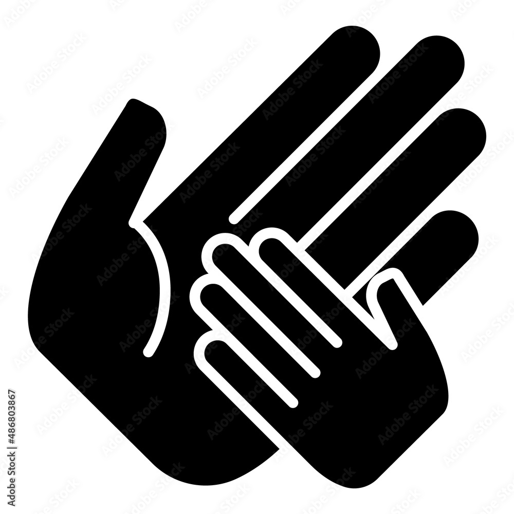 Child And Parent Hands Flat Icon Isolated On White Background Child And Parent Hands Flat Icon Isolated On White Background