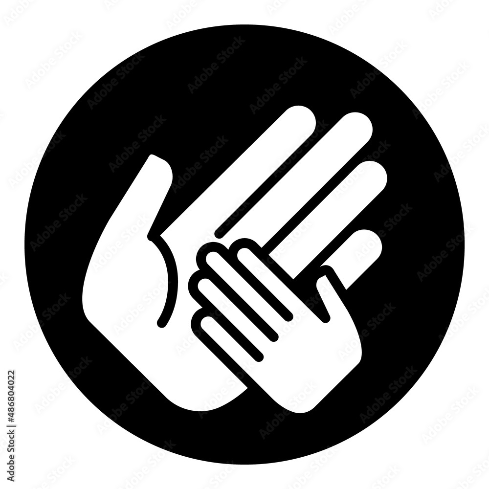 Child And Parent Hands Flat Icon Isolated On White Background Child And Parent Hands Flat Icon Isolated On White Background