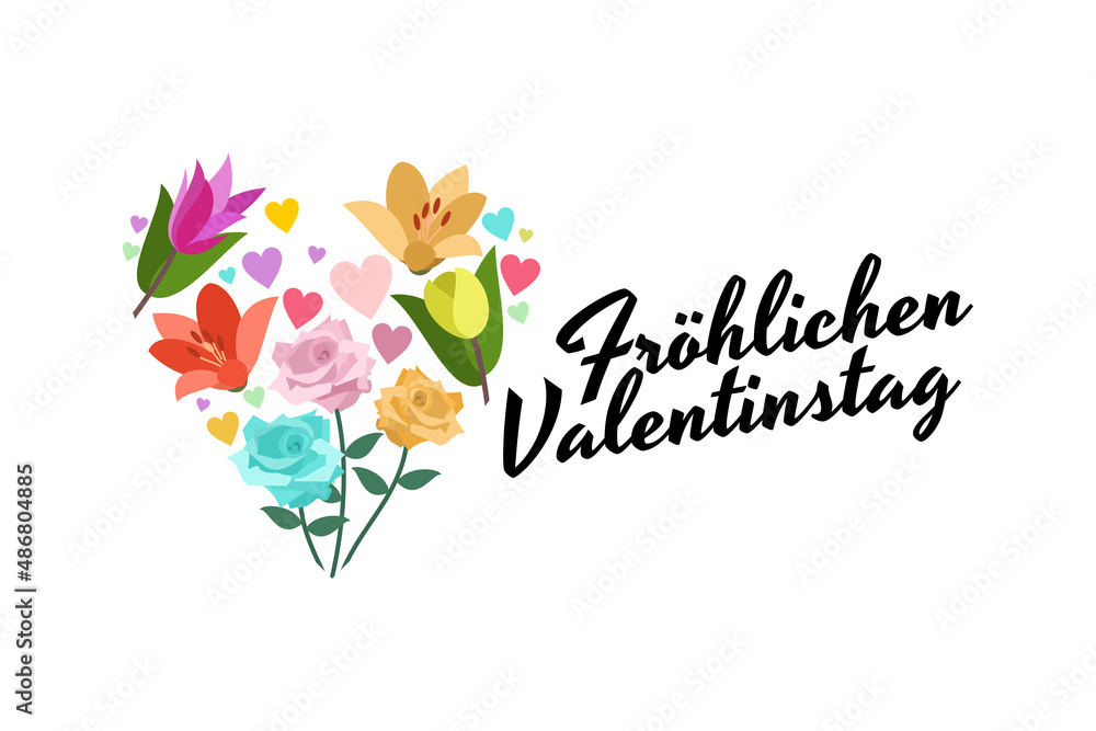 Translation: Happy Valentine's Day. Vector illustration of Happy Valentine's Day. Suitable for greeting card, poster and banner Translation: Happy Valentine's Day. Vector illustration of Happy Valentine's Day. Suitable for greeting card, poster and banner
