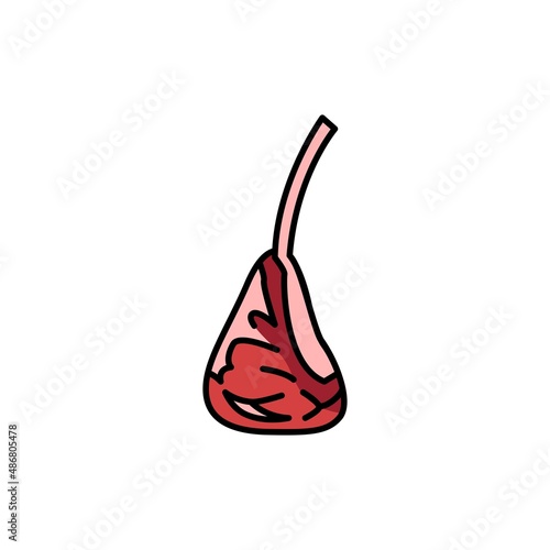 Beef tomahawk color line icon. Cutting meat. Pictogram for web page, mobile app, promo.