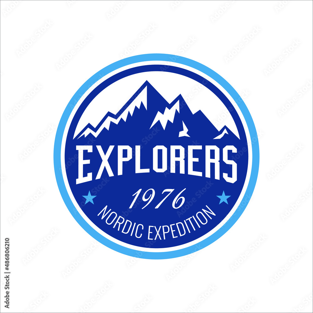 Obraz premium simple business logo about adventure in mountain nature,camping and survival