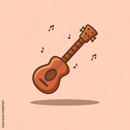 ukulele with melody icon vector illustration