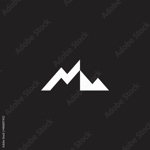 letter n mountain simple geometric sliced logo vector