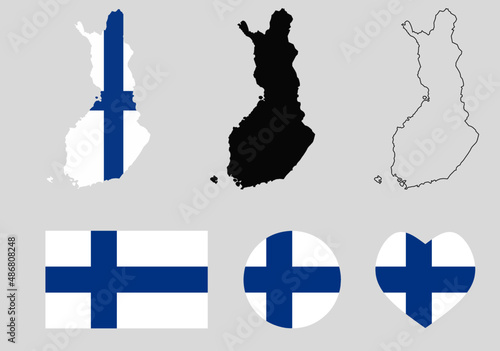 finland map and flag set