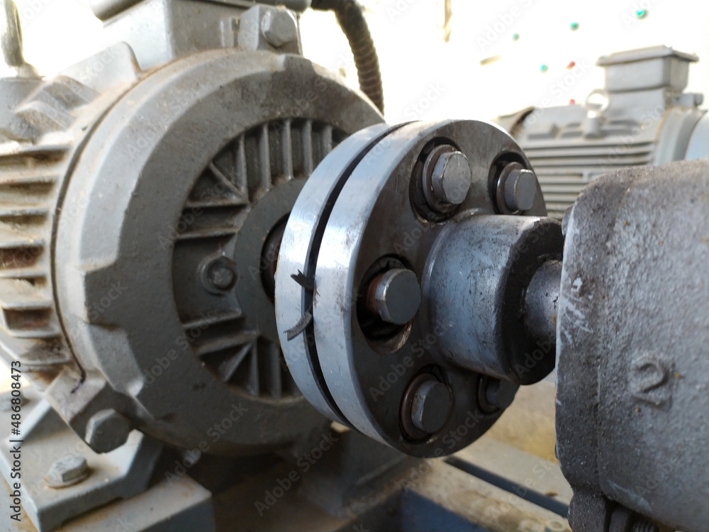 The Coupling Connecting Electric Motor with Water Pump. The Coupling Connecting Electric Motor with Water Pump.