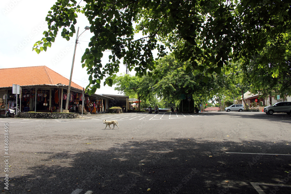 Empty parking park around Uluwatu Temple of Bali during pandemic. Taken January 2022. Empty parking park around Uluwatu Temple of Bali during pandemic. Taken January 2022.