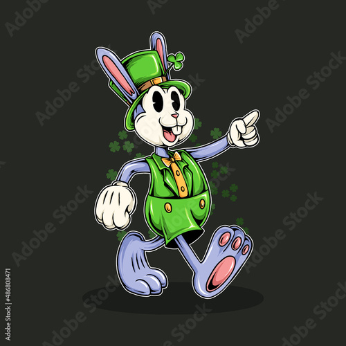 St. patrick's day vintage cartoon easter bunny