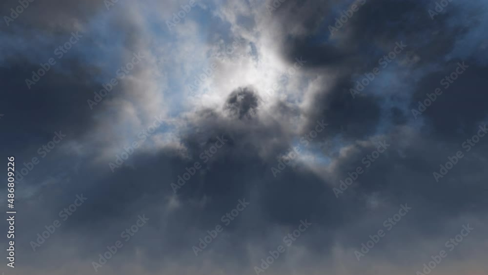 奥から手前へ速く流れる曇り空/昼 奥から手前へ速く流れる曇り空/昼