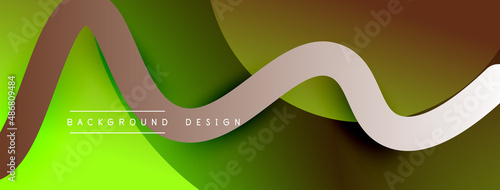 Abstract gradient background with wave line with shadow effect. Geometric composition. 3D shadow effects and fluid gradients