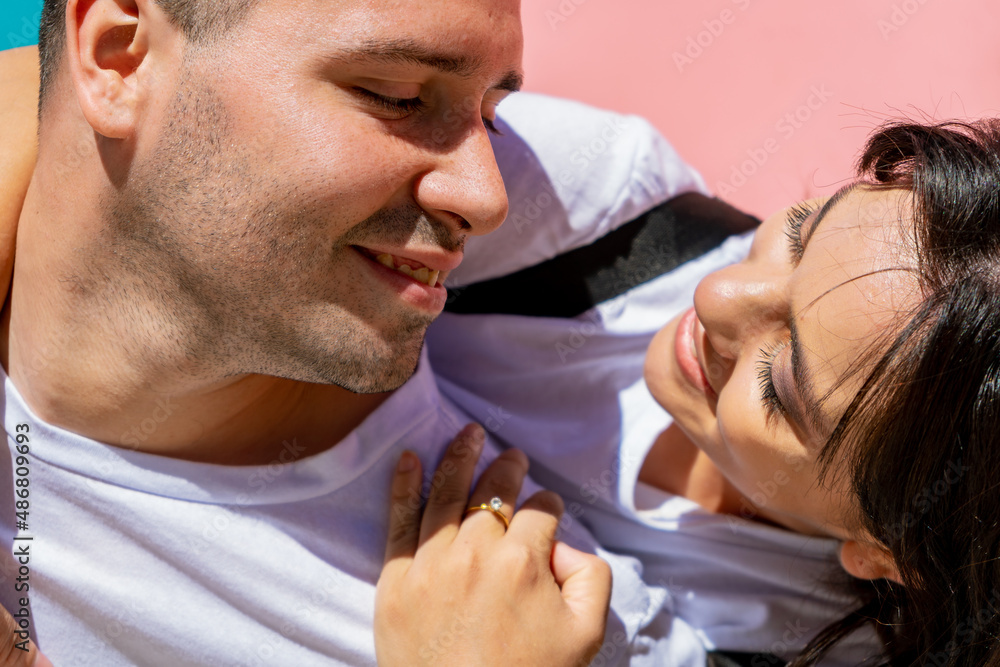 Fototapeta premium Portrait of a young Latin couple. Concept of love, couple, happiness.